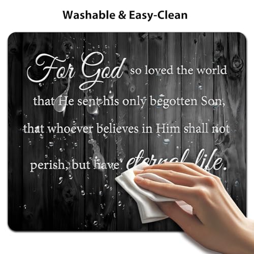 for God So Loved the World John 3:16 Mouse Pad, Christian Bible Desk Mat | 9.5"x 7.9", Inspirational Quote, Verse Scripture, Rustic Wood Grain, Black and White, Cute Smooth & Anti-Slip Mousepad - color: Colorful Design Wknoon-Art 24