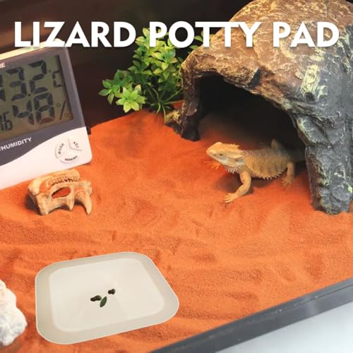 2 Pcs Leopard Gecko Potty Pad,Crested Gecko Potty Latrine，Leopard Gecko Tray，Reptile Litter Box，Portable Gecko Tank Accessories (Beige) - color: Beige