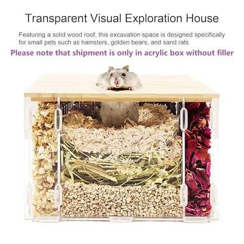 Visible Hamster Digging Box(Acrylic) | for Syrian Dwarf Hamsters, Acrylic Critter's Sand Bath Shower Room & Digging Sand Container,Transparent - color: Transparent
