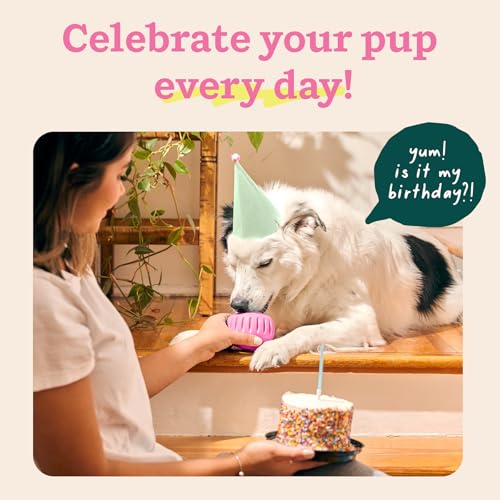 WOOF Pupsicle Interactive Dog Ball Toy for Dogs XL 75 lbs & Up - Pink | Long-lasting enrichment toy for extra-large dogs, easy-fill design, low-mess play, made of natural rubber, easy to clean - color: Pink, size: X-Large