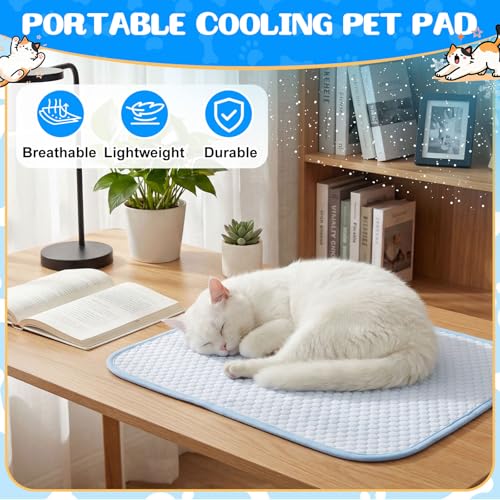 4 Pack Dog Cooling Mat, 18 x 14 Inches Washable Self Cooling Pet Pad for Cats Dogs, Ice Silk Cold Kennel Crate Mat with Chill Fiber for Summer Indoor Outdoor Pet Sleeping - size: 18 x 14 Inches