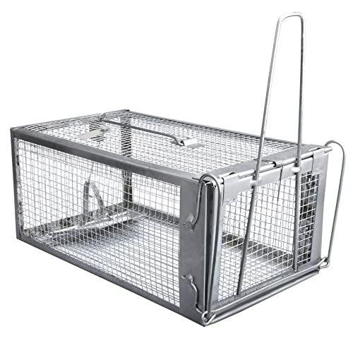 Gingbau Rat Chipmunk Trap Humane Live Mouse Vole Cage Trap - color: Silver