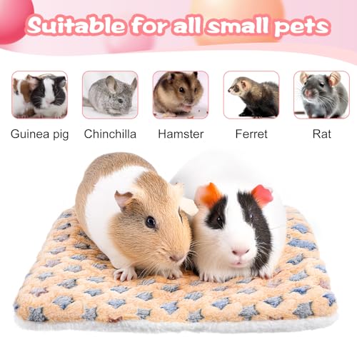 10 Pcs Guinea Pig Mats for Cage Washable, 13 x 10.6 Inch Guinea Pig Fleece Cage Liners, Soft Pet Bedding Pads for Small Animals Like Bunny Hamster Hedgehogs Indoor Use (5 Colors)