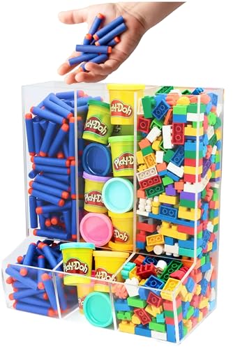 Triple Toy Dispenser - Clear Acrylic, 3-Compartment | 3-compartment acrylic organizer - wall or countertop - Use for kids foam blasters, cars, snacks & toys - size: Triple Divided