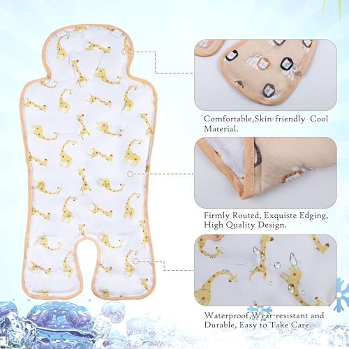 Gel Car Seat Cooler Pad,1 Pack Double Sides-Universal Baby Stroller Ice Cushion Cooler Mat,Summer Cooling Seat Liner,Multifunctional Suitable for Baby Dining Chair,Child Safety Seat (Giraffe+Lion) - color: Giraffe+Lion