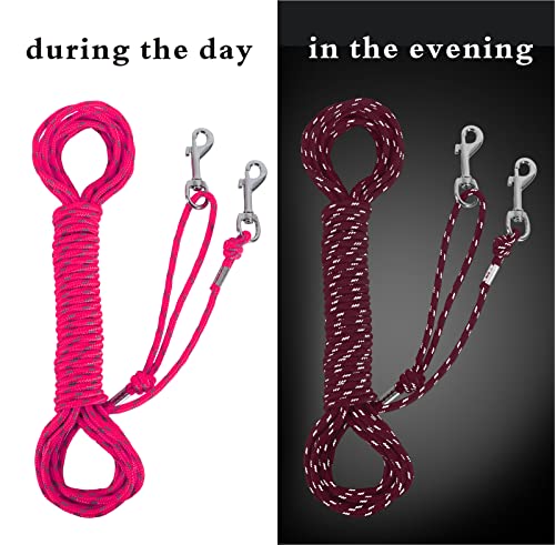 Reflective Cat Leash -50FT Cat Cable Out Escape Proof Walking Leads Yard Long Durable Safe Leash Traning Play Outdoor for Puppies/Kittens/Small Animals(Hotpink) - color: Hotpink, size: 50FT