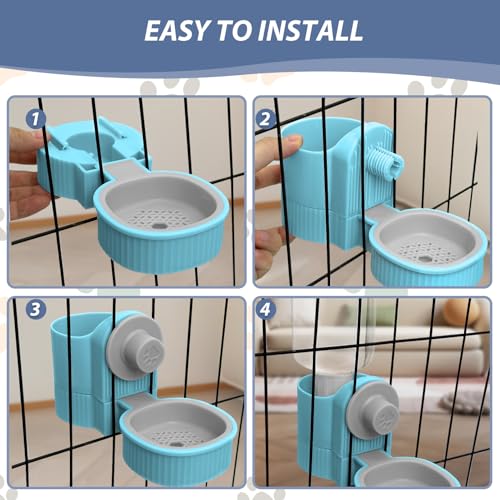 Fhiny Rabbit Water Bottle, 18oz Hanging Guinea Pig Water Bottle No Drip Gravity Bunny Water Dispenser for Cage Automatic Rabbit Waterer for Bunny Guinea Pig Chinchilla Ferret Cat Puppy - color: Blue