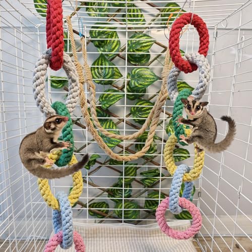 Sugar Glider Climbing Rope Toys Rat Cage Hanging Toys Small Animal Climbing Rings Cage Accessories for Flying Squirrel Sugar Glider Hamster Parrots - size: 3 Pcs