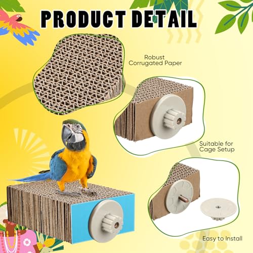 Skyygemm 3 Pcs Bird Chew Toys Parrot Perch Cardboard Platform for Cage Bird Paw Grinding Stand Parrot Cage Playground Exercise Toys for Macaws Small Parakeets Budgies Conure Cockatiel (Small) - size: Small