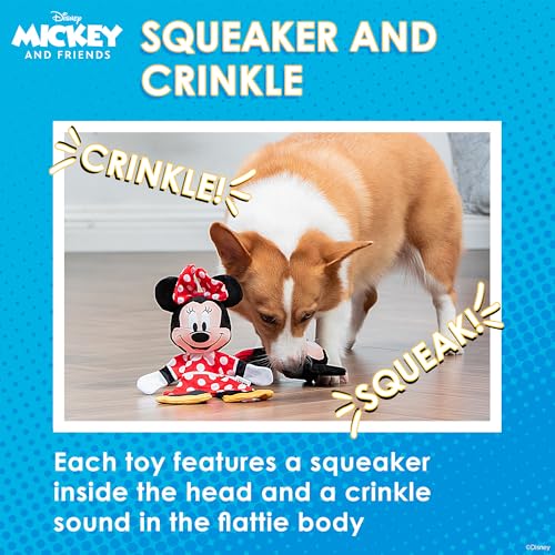 Disney for Pets Mickey & Minnie Mouse Plush Dog Toy Set, 13.5 Inch, 2 Pk | Squeaker with crinkle flattie body design, officially licensed Disney product, hours of fun, 2 pc set - color: Mickey & Minnie Mouse Plush, size: 13.5 Inch