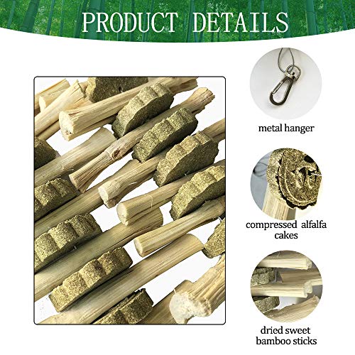 kathson Guinea Pig Treats Hanging Bunny Chew Toys for Teeth Grinding, Organic Bamboo Sticks Natural Rabbit Enrichment Toys for Small Animals Hamster Chinchilla 2 Pack - size: 2 Count (Pack of 1)