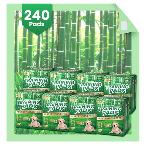 Puppy Pads XL 240 Count - 28"x34" with Adhesive Tabs | Extra Large Pee Pads for Dogs Training Pad Super Absorbent, 6-Layer Leak-Bamboo Patterns Dog Pads - size: 28 x 34 inches (240 Count)