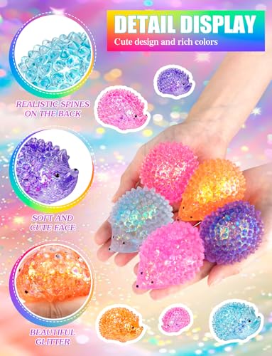 4PCS Glitter Hedgehog Stress Balls Hedgehog Sugar Filled Sensory Fidget Toy | Kids Adults Anxiety Relief Easter Basket Stuffers Party Favors - style: 4PCS (Hedgehog)