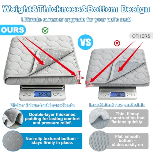 2026 Arc-Chill Upgraded Dog Cooling Mat Q-Max>0.4 Pet Cooling Pad | Non-slip Dog Bed Mats Washable Cooling Mat for Dogs Cats Instant Cool Relief for Indoor Floor Sofa, Outdoor Garden& Car Seats - color: Grey, size: 28x22 in