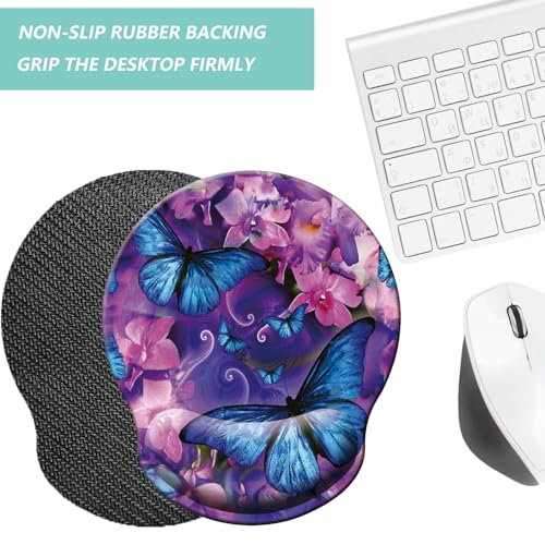 Mouse Pad with Wrist Support, Ergonomic Mouse Pad with Memory Foam Wrist Rest Cushion, Non-Slip Rubber Base Gaming Mice Pad for Home Office Computer Laptop, Butterfly Flowers - color: M29-Butterfly flowers