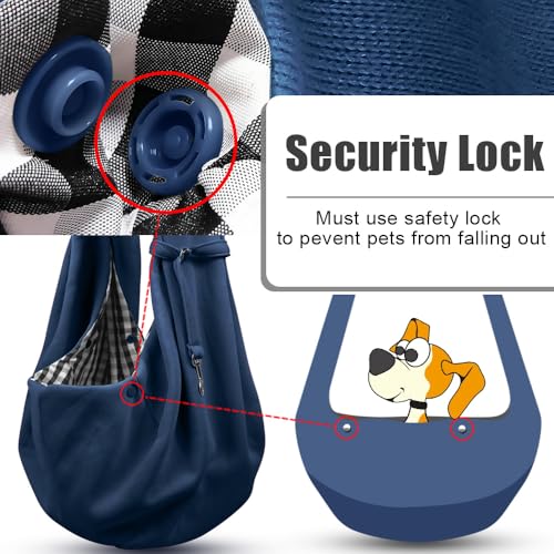 Tomkas Small Dog Cat Sling Carrier Puppy Purse Travel Wrap Soft Crossbody Pet Bag (Dark Blue, M - Classic Pocket & Classic Strap) - color: Dark blue