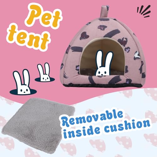 2-Pack Guinea Pig Hideout with Tunnel, Warm Lightweight Small Animal Bed, Easy to Clean Guinea Pig Bed for Rabbits Hamsters Chinchillas - color: PinkHeart