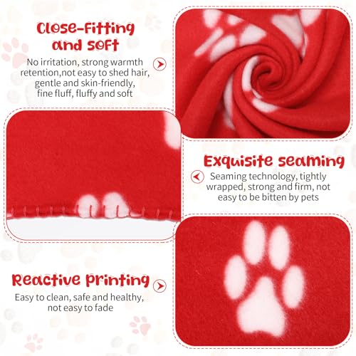 Tatuo 10 Pieces Pet Blankets with Paw Print Dog Cat Fleece Blankets Soft Warm Sleep Mat Pad Bed Cover for Kitten Puppy and Other Small Animals, 24 x 28 Inch(Passionate Color) - color: Passionate Color