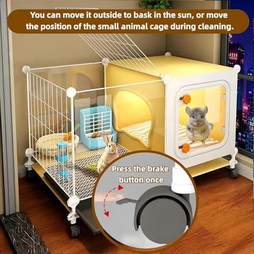 Luxury Villa Rabbit cage with Wheels, Guinea Pig cage, complimentary Food Bowl, Bed. Suitable for Hamsters, Chinchillas, Squirrels, Hedgehogs, Ferrets, Cats，Mouse (27.6" Lx 17.7" Wx17.7 H) - size: 27.6"L x 17.7"W x 17.7"H