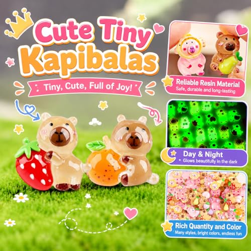 50 PCS Mystery Bag Mini Resin Capybara Blind Bags, Cute Glow in The Dark & Regular Capybara Figurines Surprise Box Toys for Kids, Tiny Collectible Party Favors, Cake Toppers, Phone Case Charms - color: 50pcs Capybara