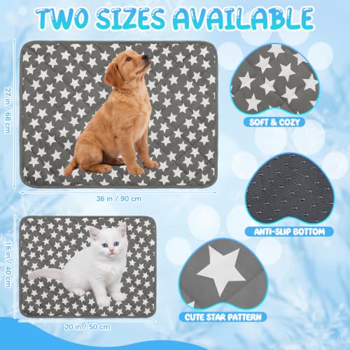 2 Pack Dog Cooling Mat 27" x 36" Self Cooling Pet Cat Pad with Color Changing Star Pattern Portable Washable Summer Rug for Large Dogs Cats Non-Slip Mat for Crate Indoor - size: 27" X 36"