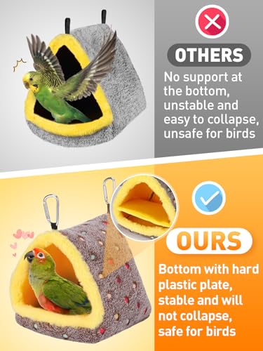 MEWTOGO Medium Winter Warm Bird Nest House with Support Board for Cage | Comfortable Bird Bed with Mat, Hanging Hammock Hut Gift, for Cockatiel Monk Parrots Sun Conure, 7.9"D x 7.9"W x 8.7"H - size: Medium