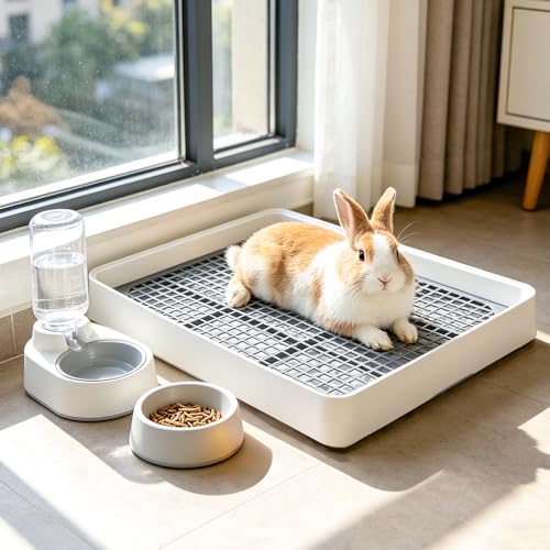 2 Pack Large Rabbit Litter Box Bunny Litter Tray with Detachable Grate | Small Animal Potty Trainer Pan for Guinea Pig, Hamster, Ferret, Rat, Hedgehog & Chinchilla - color: 1 Pcs