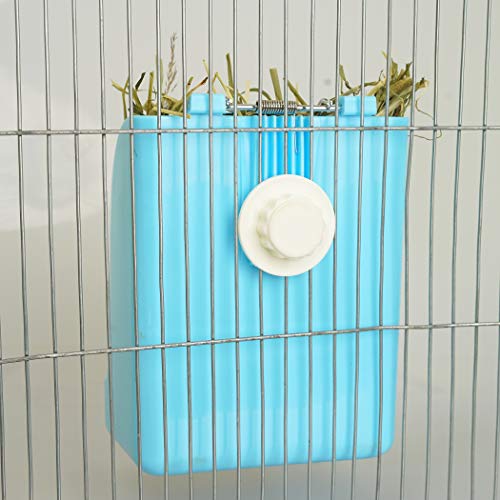 CalPalmy 2-Pack Hay Feeder for Rabbits, Guinea Pigs, and Chinchillas - Minimize Waste and Mess with 5 1/2" x 3" x 7 3/8" Hanging Alfalfa and Timothy Hay Dispenser - color: Blue+Blue, size: 5 1/2" x 3" x 7 3/8" (2-Pack)