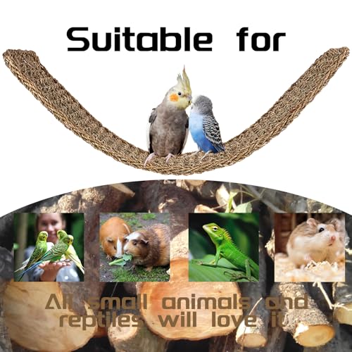 20.5 x 7.9 Inches Bird Seagrass Mat, Natural Grass Woven Bird Net Hammock Mat, Climbing Rope Ladder Chew Toy, Bird Cage Accessories for Parrots, Psittacines, Cockatiels, Hamsters, Lovebirds（2 Pack） - size: 20 x 8 Inch