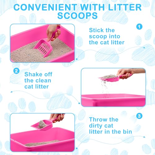 Amyhill 5 Pcs Open Cat Litter Box Kitten Litter Pan with 5 Scooper Medium Plastic Pet Tray Durable Nonstick Kitten Box for Indoor Pets Cats Rabbit Supply Easy to Clean, 14.6x10.6x3.4 Inch(Multicolor) - color: Multicolor