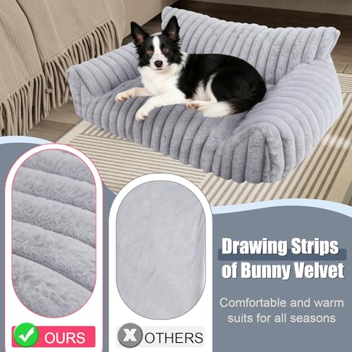 Cute Dog Couch for Medium Large Dogs,Dog Cat Couch Sofa,Dog Bed,L,Grey | Dog Couch Bed with Removable Washable Cover,Cute Fluffy Pet Sofa Cat Couch Bed,Washable Dog Bed Medium Large Size Dog - color: Grey, size: Large(36x27x10")