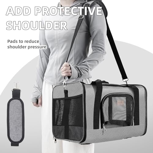 ROYPET Cat Carrier,Portable Pet Carrier Bag for Cats and Small Dogs,Foldable Soft-Sided and Scratch-Proof mesh Cat Bag Pet Carriers,Airline Approved Pet Carrier,Pet Travel Carrier Up to 15 Lbs,Grey - color: Grey