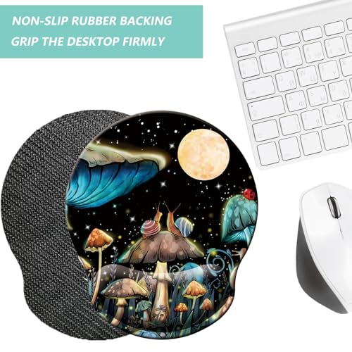 Mouse Pad with Wrist Support, Ergonomic Mouse Pad with Memory Foam Wrist Rest Cushion, Non-Slip Rubber Base Gaming Mice Pad for Home Office Computer Laptop, Mushroom - color: M41-Mushroom