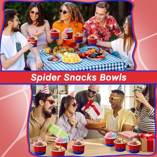 Jingmore 100 Pcs Ice Cream Paper Cups Bulk 8 oz Disposable Dessert Bowls for Hot or Cold Food Snack Treats Gift for Birthday Summer Party Favor Decoration(Spider) - style: Spider