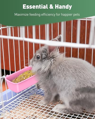 Pawfly 4 Pcs Cage Cups Hanging Plastic Bird Cage Feeders with Hooks 10 oz Rabbit Feeders for Cages Rabbit Food Bowls Waterers Bunny Cage Feeding Dishes for Small Pets Parrots Hamsters Guinea Pigs - size: 4 pcs