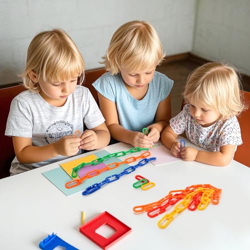 1000 Pieces Plastic C-Clip Hooks Chain Links, Interchangeable Rainbow C-Links Kids Learning Toys for Classroom Preschool, Sugar Glider Swing Climbing Cage Toys for Small Pet Rat Parrot Bird