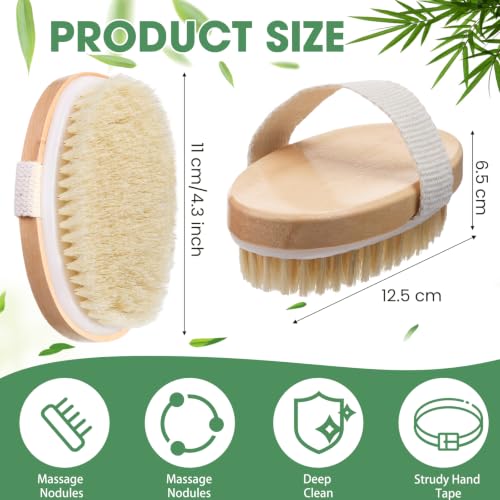 Gejoy 10 Pcs Dry Brushing Body Brush for Lymphatic Drainage Exfoliating Brush with Massage Nodule Dry Skin Body Scrubber Cellulite Shower Circulation Dead Exfoliator (Exfoliating Version,Wood Color) - color: Exfoliating Version