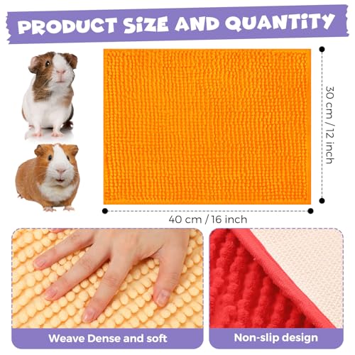 Barydat 8 Pcs Guinea Pig Cage Liner Washable Rabbit Fleece Mat Reusable Training Bedding Pee Sleeping Pad for Animal Hamster Chinchilla - color: Purple, Red, Beige, Orange, size: 16x12''