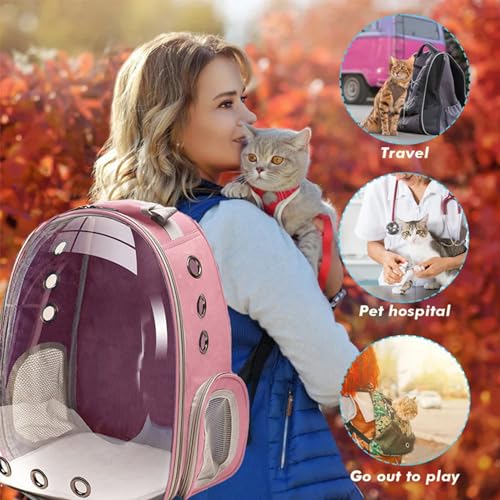 Cat Backpack Carrier, Pet Cat Carrier with Ventilated Design for Carrying Puppy Cats, Pet Carrier Backpack for Traveling/Hiking/Camping/Outdoors Airline Approved Travel Carrier(Pink) - color: Pink