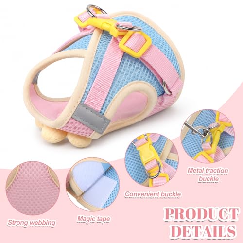 Cat Harness and Leash Set Escape Proof Adjustable Kitten Harness Breathable Mesh Vest Cat Walking Harnesses with Reflective Strips and Flower for Kitty Puppy Bunny (XS)