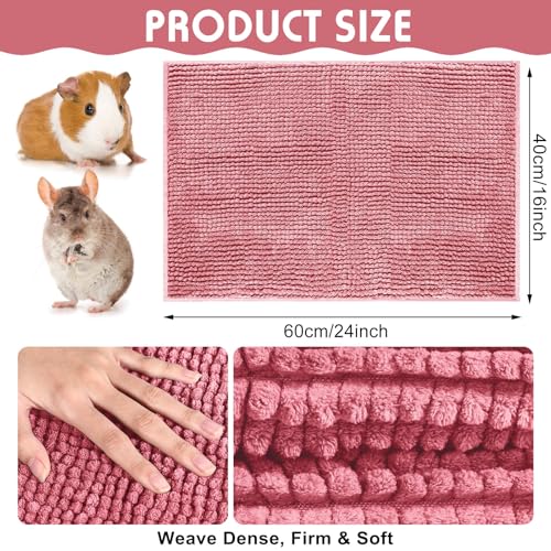 4 Pcs Guinea Pig Cage Liner 16 x 24 Inch Washable Chenille Pee Pads Pet Dog Cat Bedding Training Mat Reusable for Small Animals Puppy Bunny Hamster Chinchilla - color: Green Pink, size: 16 x 24 Inch, style: Low Pile Chenille