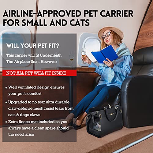 Fashion Pet Carrier Dog Cat Carrier Purse Soft-Sided Leather Handbag Pet Tote Bag for Small Dogs Puppy and Cats TSA Airline Approved - color: Black 2