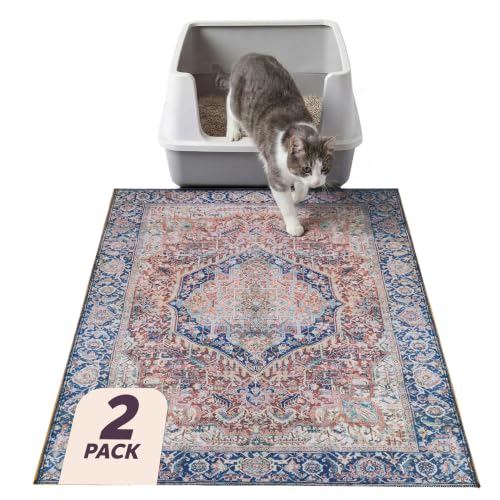 Lovewag Cat Litter Mat, Litter Box Mat, Rustic Terracotta, 16x24, 2 Pack | Washable litter mat cover, kitty litter mat & cat mat for litter box, litter trapping mat, prevents tracking, multi-cat - color: Rustic Terracotta, size: 16x24 inches (Pack of 2)