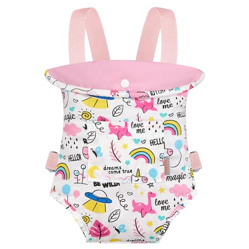 GAGAKU Toy Doll Carrier, Reborn Baby Doll Accessories for Toddlers Kids Aged 3+ Years Old - Pink - Rainbow Amusement Park - color: 7_pink Rainbow Amusement Park