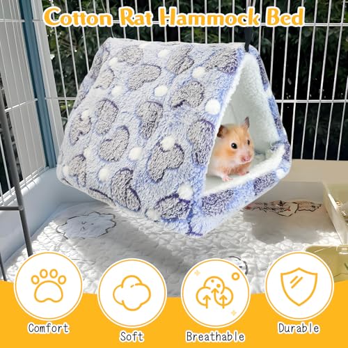 PINVNBY Rat Hammock Bed Soft Guinea Pig Hideout Bed Hanging & Washable Hamster Toy Ferret Cage Accessories for Squirrel Sugar Glider Chinchilla Rat (Purple)