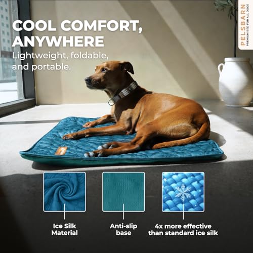 Dog Cooling Mat, Ice Silk Self-Cooling Pad, Deep Blue, L - color: Deep Blue, size: Large