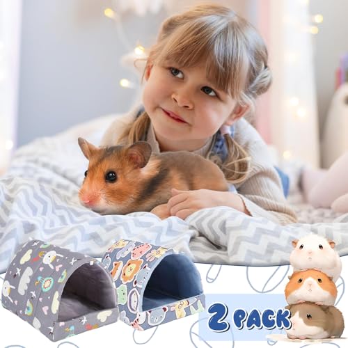 UPINS 2 Pack Guinea Pig Hideout,Guinea Pig Bed | Washable Small Animal House Cage Accessories ,for Mouse Chinchillas Hamsters Hedgehogs Ferrets Bearded Dragons and Rats - color: Grey Dark Blue, size: 6.8 x 7.4 inch