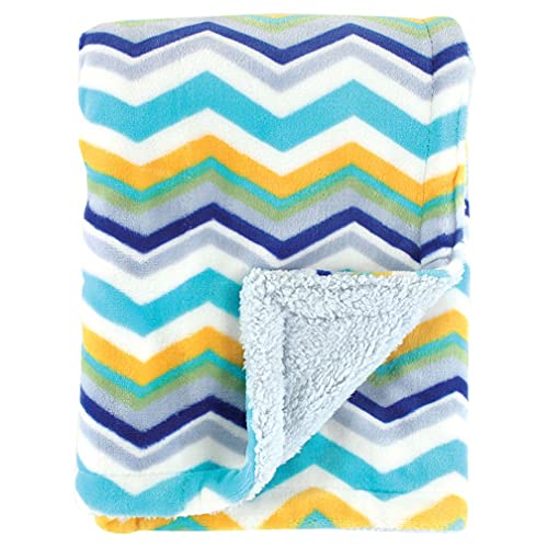 Hudson Baby Unisex Baby Plush Mink and Sherpa Blanket, Blue, One Size - color: Blue, size: One Size