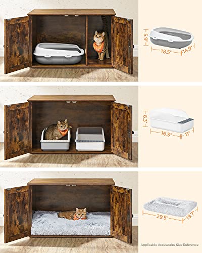 Feandrea Cat Litter Box Enclosure, Litter Box Furniture Hidden with Removable Divider, Indoor Cat House, End Table, 31.5 x 20.9 x 19.7 Inches, Rustic Brown UPCL002X01 - color: Rustic Brown, size: L (31.5"L x 20.9"W x 19.7"H)