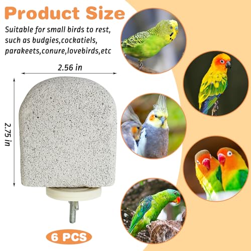 PINVNBY 6 PCS Bird Perch Bird Beak Grinding Stone Calcium Mineral Parrot Perch Foot Claws Trimmer Chew Toy Cage Accessories for Small Medium Budgie Cockatiel Conure Lovebird Finch - color: Grey, size: M, 6 pcs